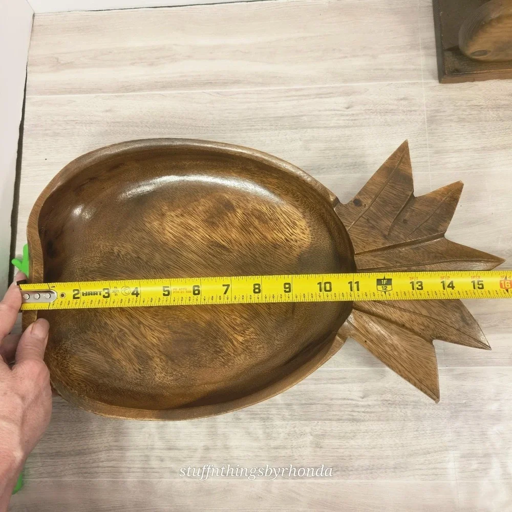 Vintage 1970s Monkey Pod Large Pineapple Bowl Salad 16